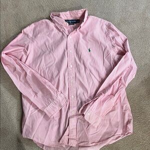 Ralph Lauren Pink & White Striped Button-Down Shirt